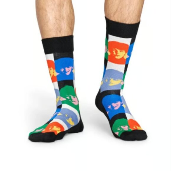 The Beatles Andy Warhol Happy Feet Crew Socks New with Tags - Picture 2 of 3